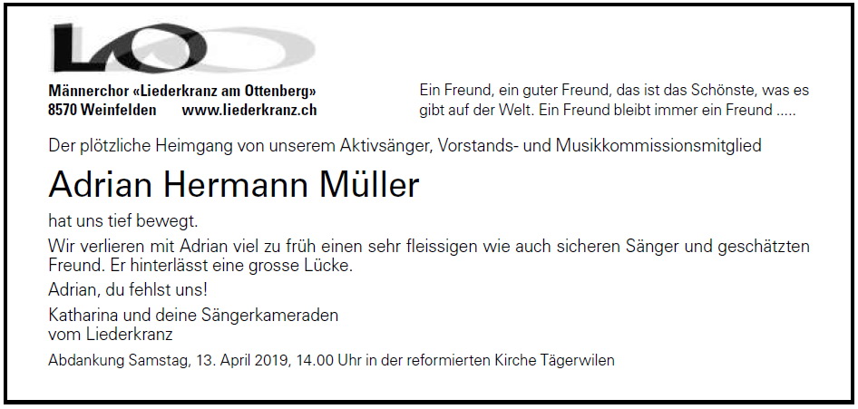 Todesanzeige Adrian Müller 030419 LaO